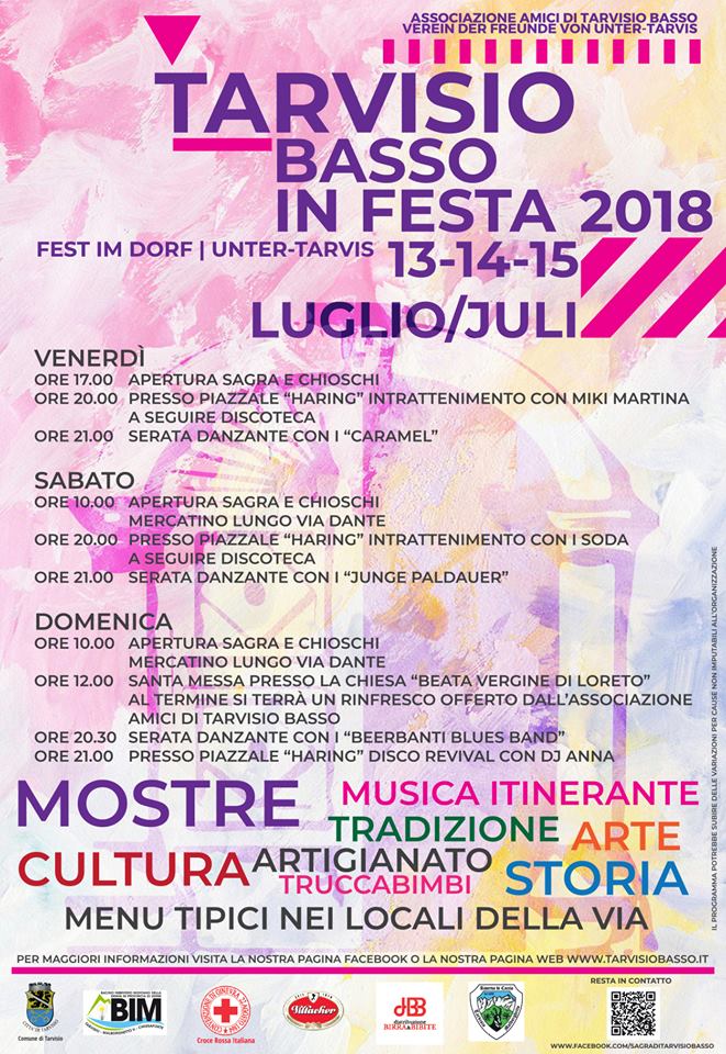Locandina - programma Tarvisio Basso in Festa 2018 (Carnia, Udine, Friuli-Venezia Giulia)